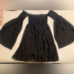 Betsey Johnson off-the-shoulder, flare-sleeved babydoll dress